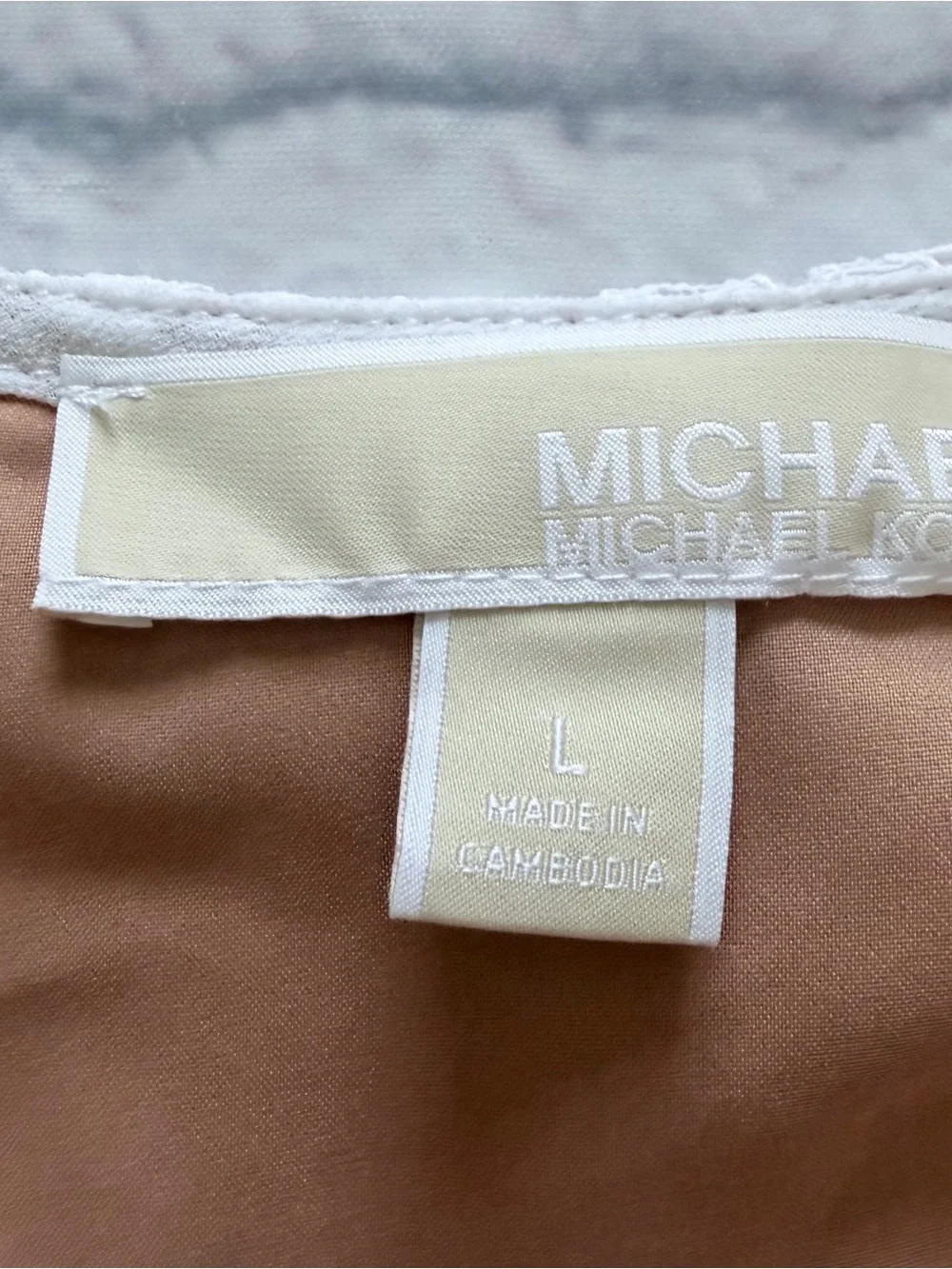 Michael Kors Floral Lace Cold Shoulder Top L | NWOT White Nude